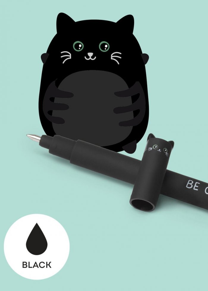 Stylo effaçable noir : chat