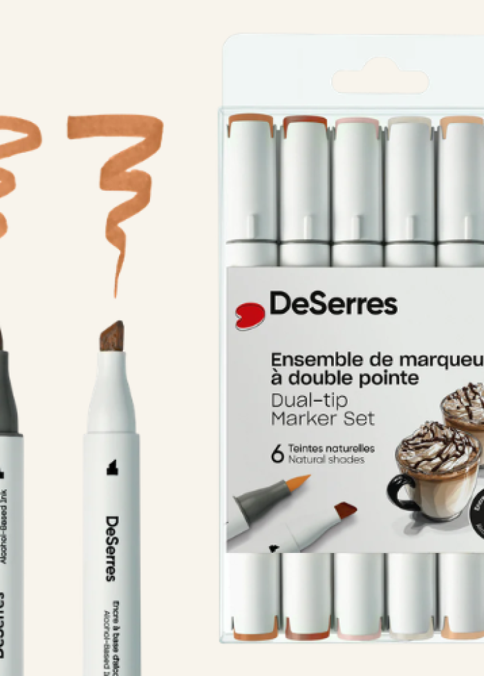 6 marqueurs &agrave; l'alcool double pointe : teintes naturelles