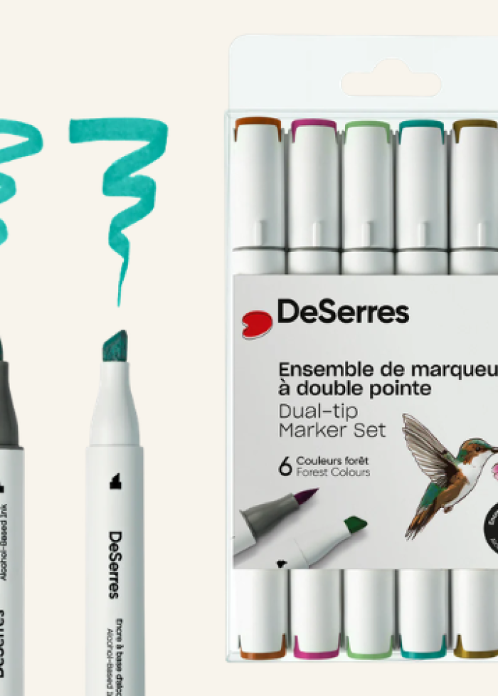 6 marqueurs &agrave; l'alcool double pointe : couleurs for&ecirc;t