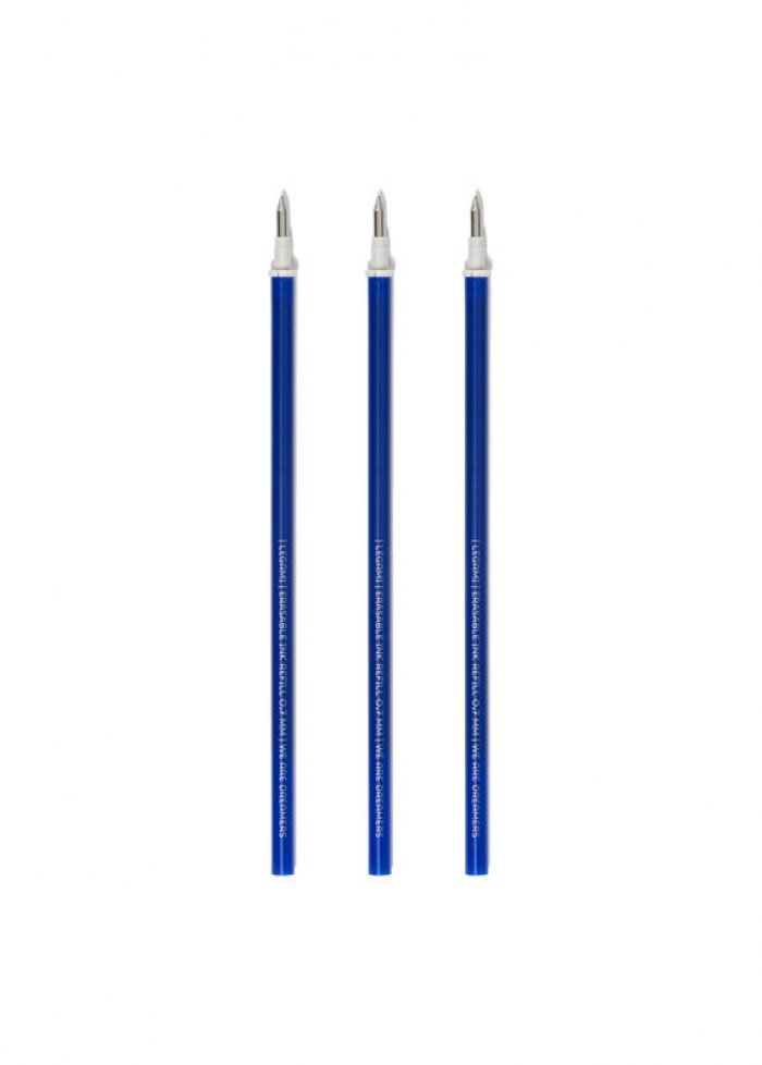 Set de 3 recharges pour stylo à encre gel effaçable: bleu