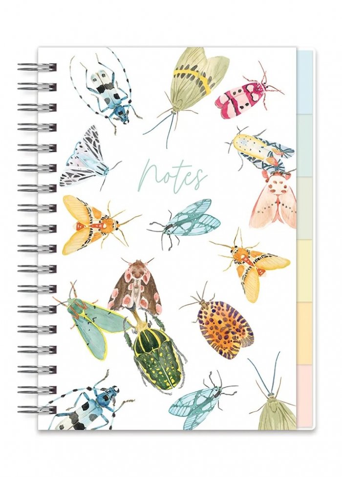 Cahier de notes avec onglets : insectes